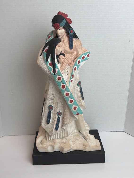 Native American Art Indian Family Statue 19" Tall Austin Sculpture David Fisher