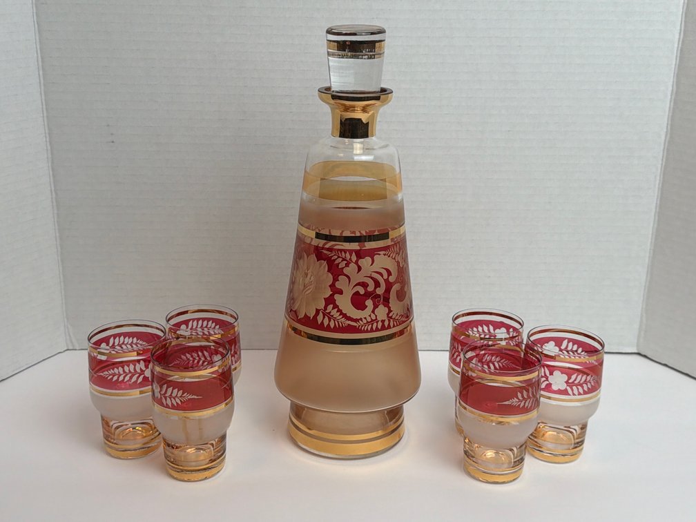 Bohemian Decanter & Glass Set