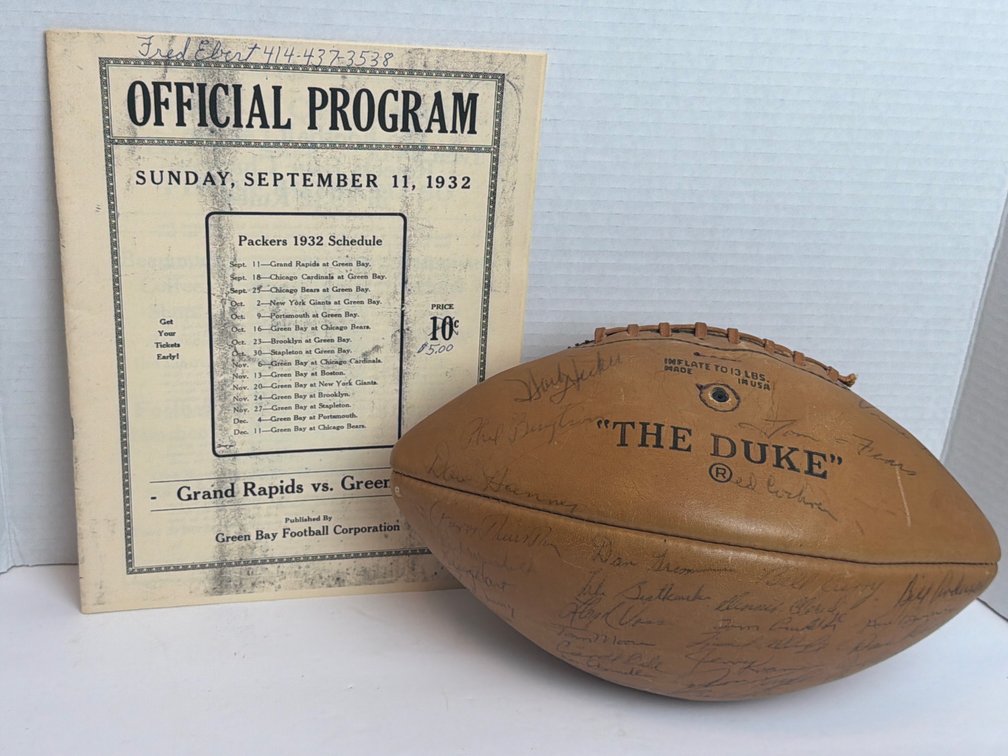 “The Duke” Promotional Packers Football & 1932 Reproduction Program