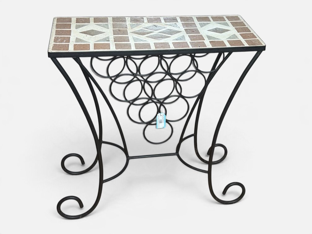 Wrought Iron Wine Storage Table