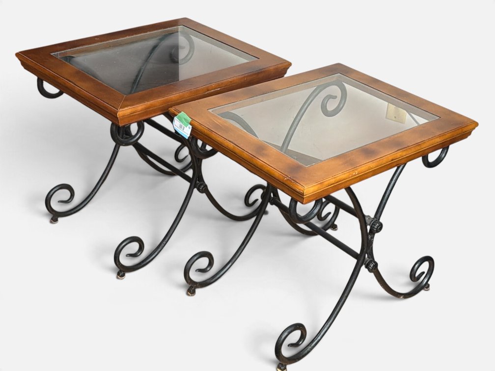 Pair of Glass Top End Tables