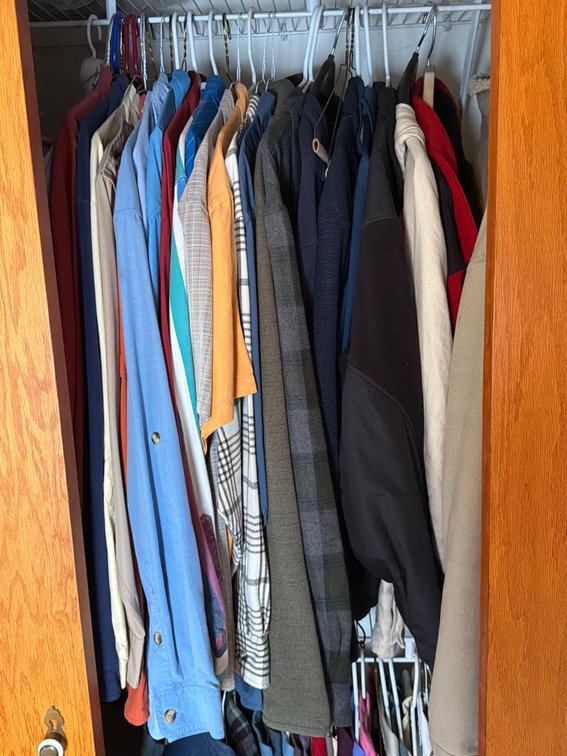 Mens Assorted Clothing in Closet