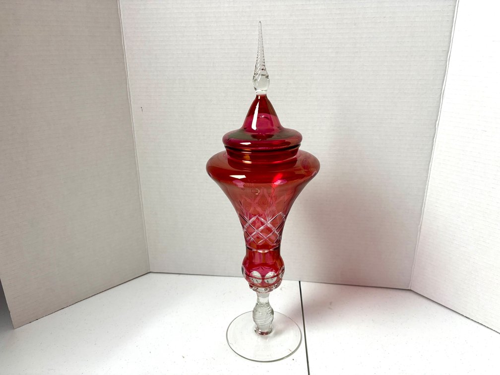 Cranberry glass Candy Dish