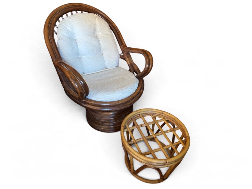 Rattan Rocker/ Swivel Chair with Footrest