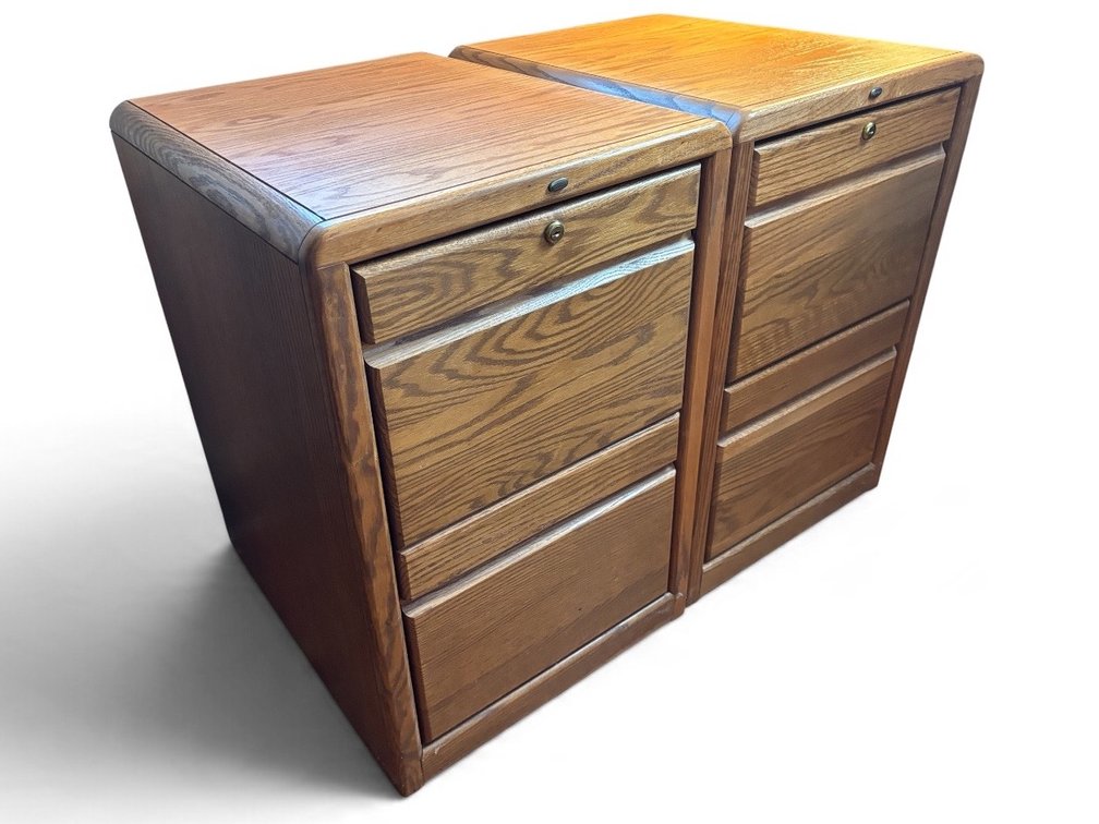 Pair of Lockable Wood File Cabinets