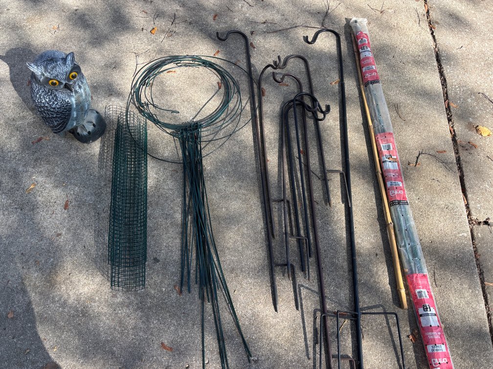 Shepards Hooks, Bamboo Stakes, Plant Supports, scare Owl