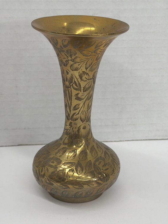 Etched Brass Vase