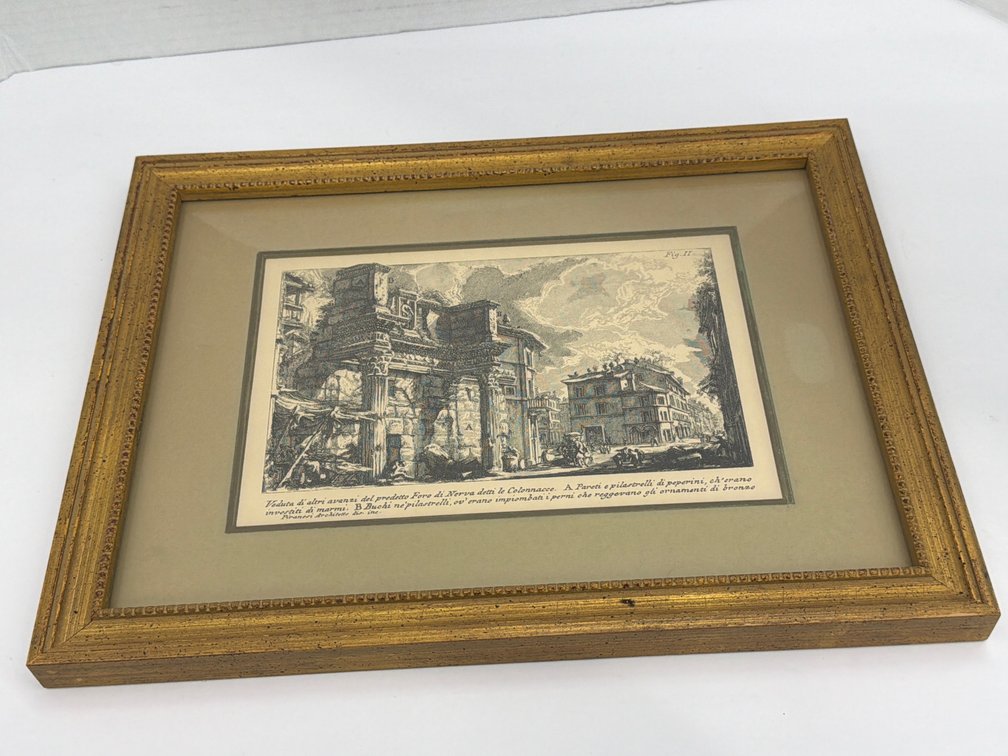 Vintage Framed Etching Print