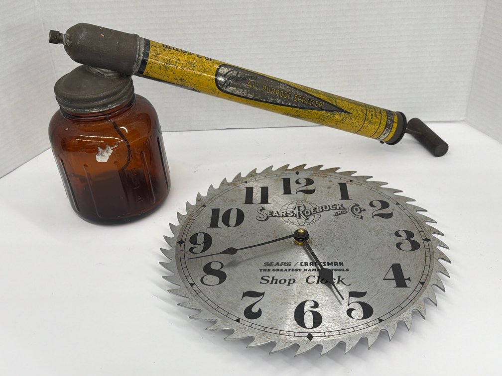 Vintage Sprayer & Saw Blade Clock