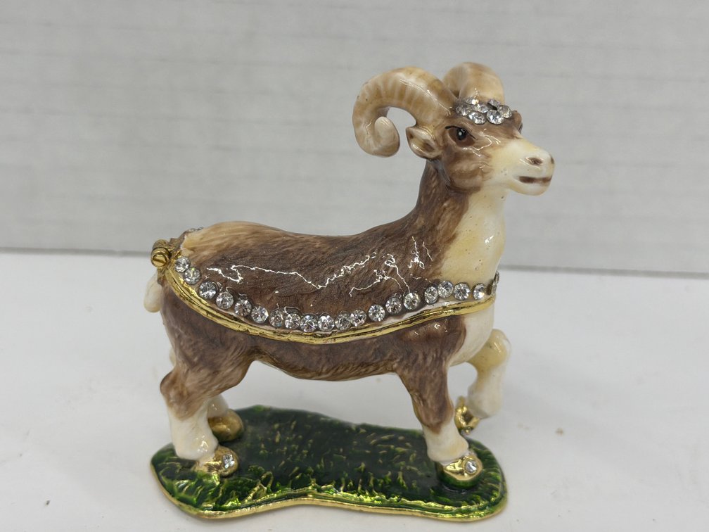 Enameled Ram Trinket Box