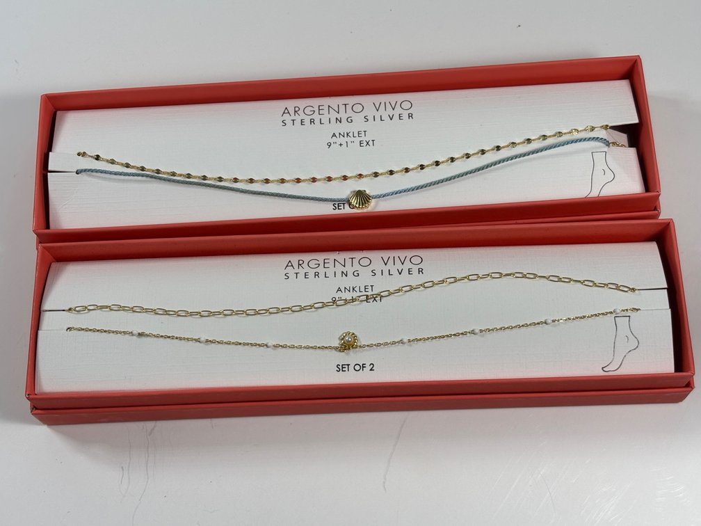 NIB Argento Vivo Sterling Silver Ankle Bracelets