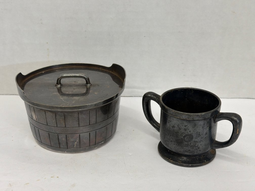 Silver Plate Sugar Bowl & Butter Container