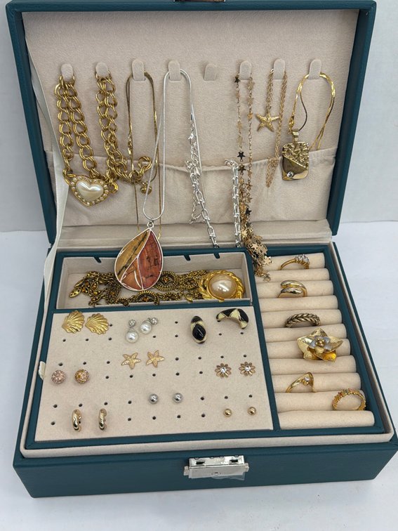 Jewelry Box Loaded w Assorted Costume Jewelry