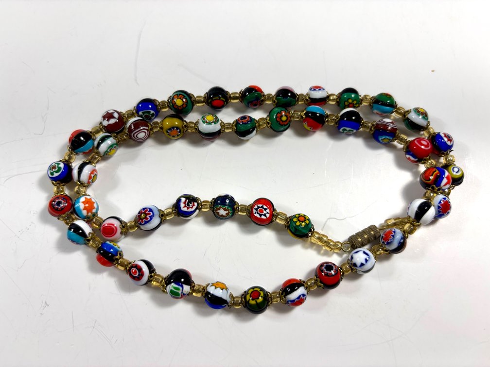 Vintage Millefiori Glass Bead Necklace
