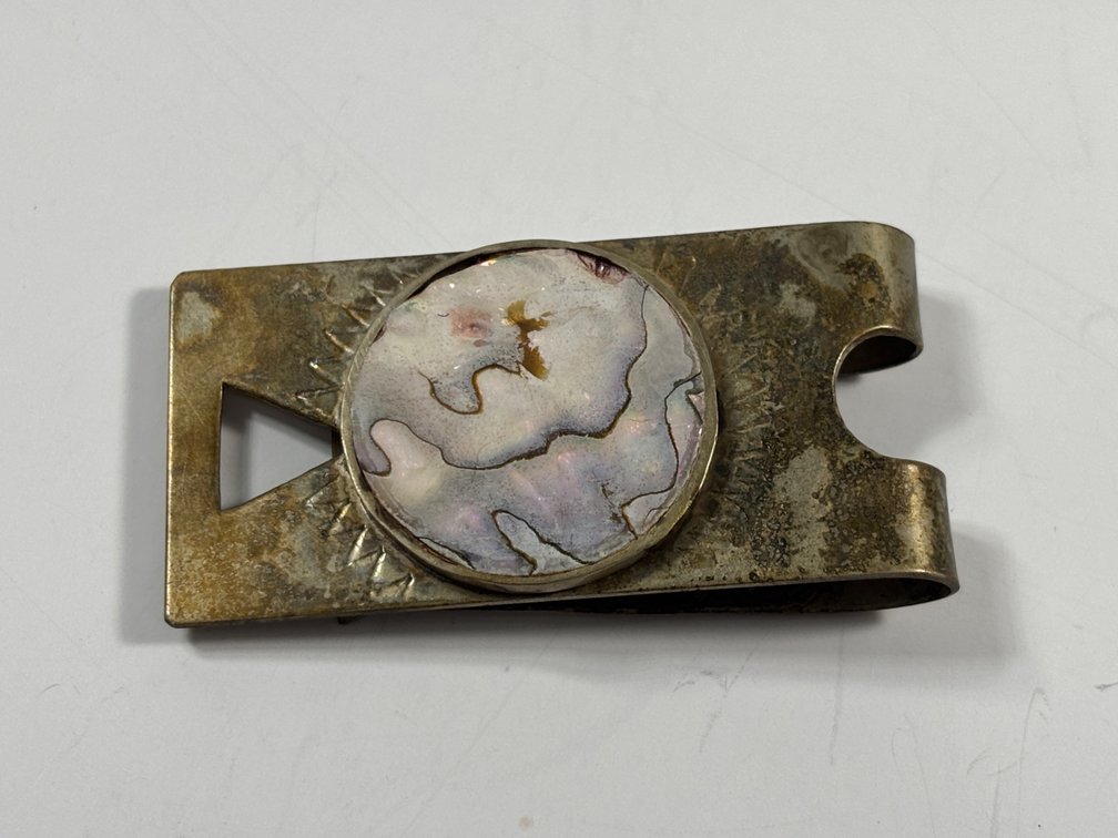Mexican Silver RAG Abalone Circle Money Clip
