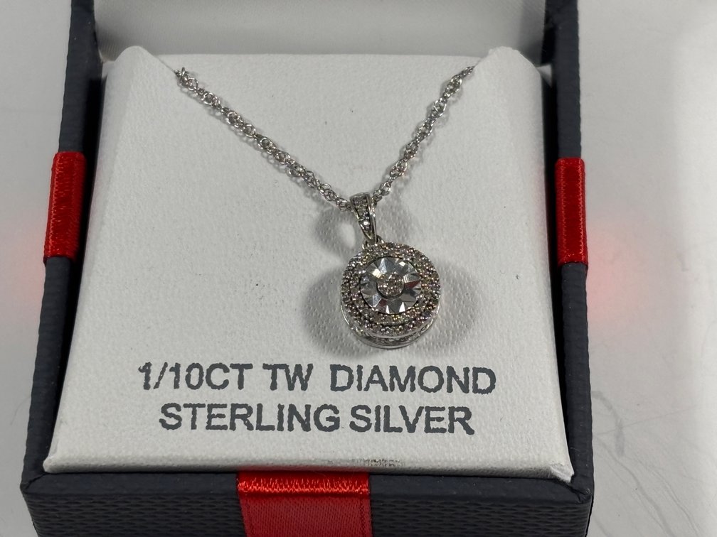Sterling Silver Necklace and Diamond Pendant