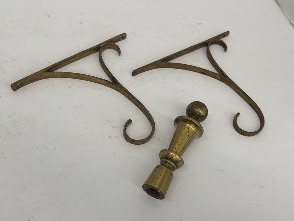 Brass Wall Hooks & Lamp Finial