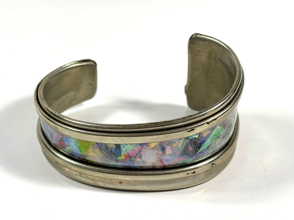 Signed KTW Handcrafted Silver Cuff Bracelet