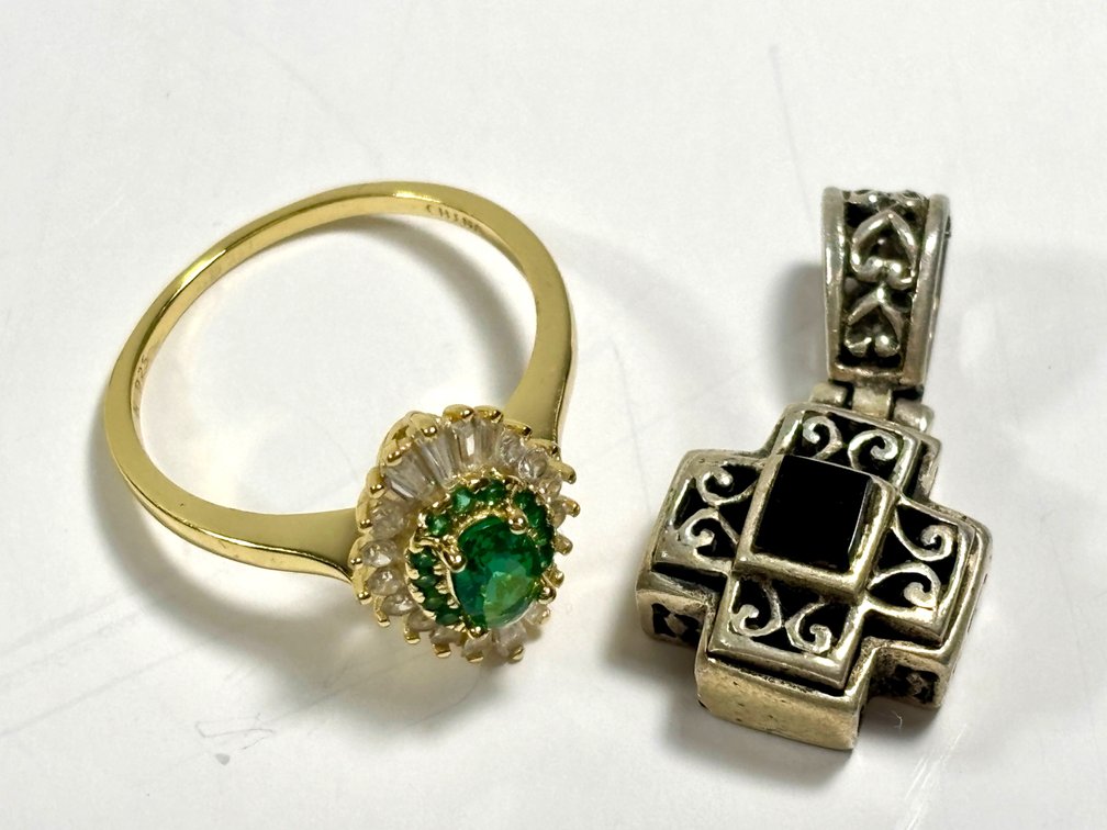 925 Sterling Silver and Gemstones Pendant and Ring