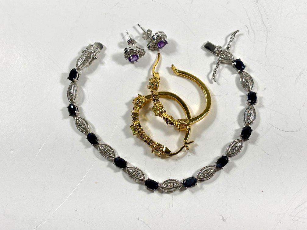 Bracelet and Earrings with Gemstones