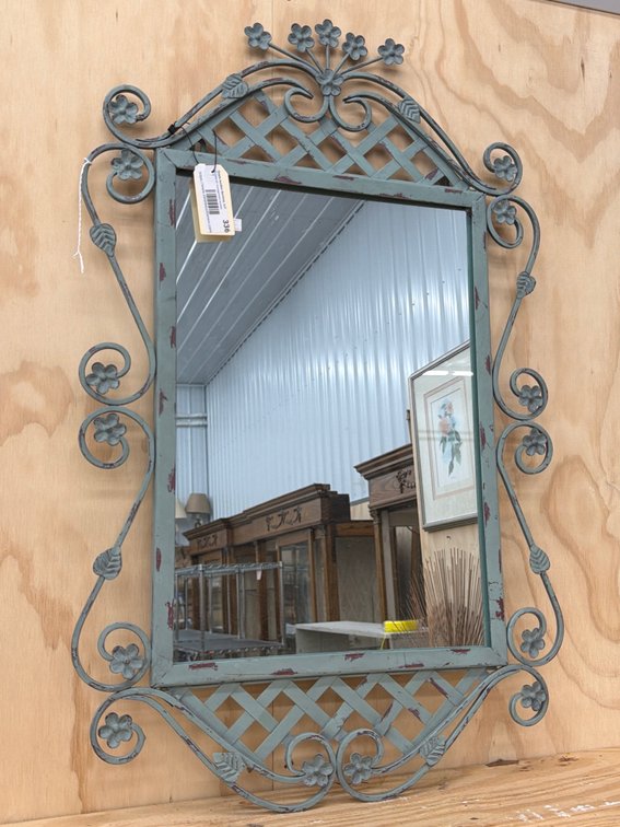 Metal Frame Floral Mirror
