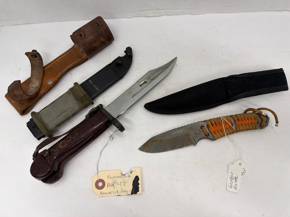 Romanian AK 47 Bayonet & Frog & Gerber Knife