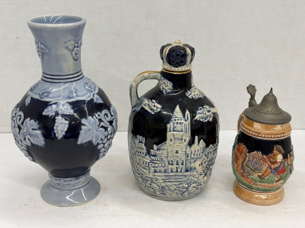 Jug Music Box, Vase, & Mini German Stein