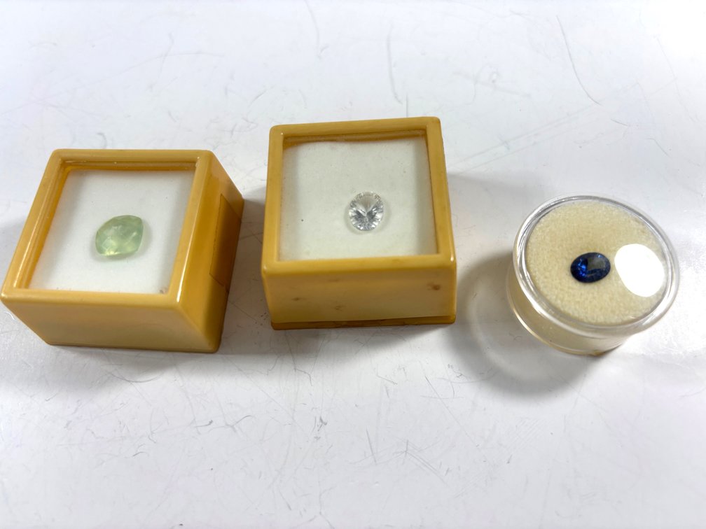 3 Cut Gemstones Prehnite, Petalite, Blue Passion Top