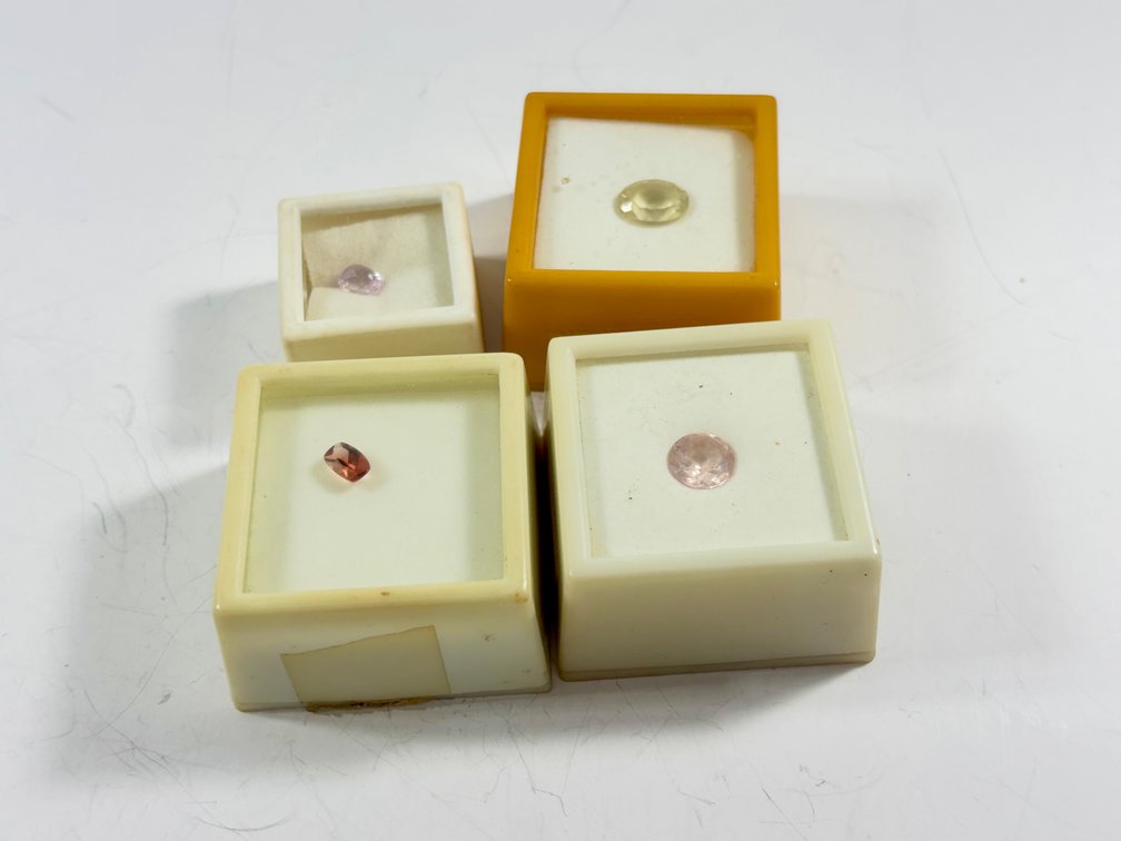 Four Cut Gemstones Yellow Labradorite, Morganite, Kunzite, Red Labradorite