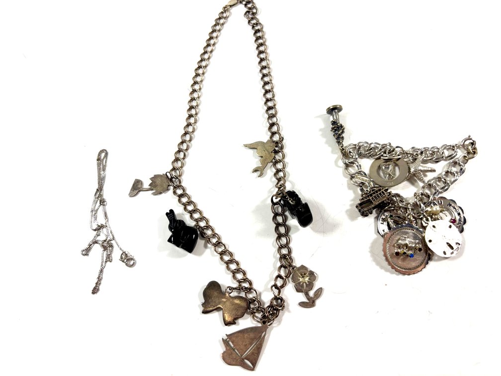 Sterling Silver Charm Necklace and Bracelet and Chain