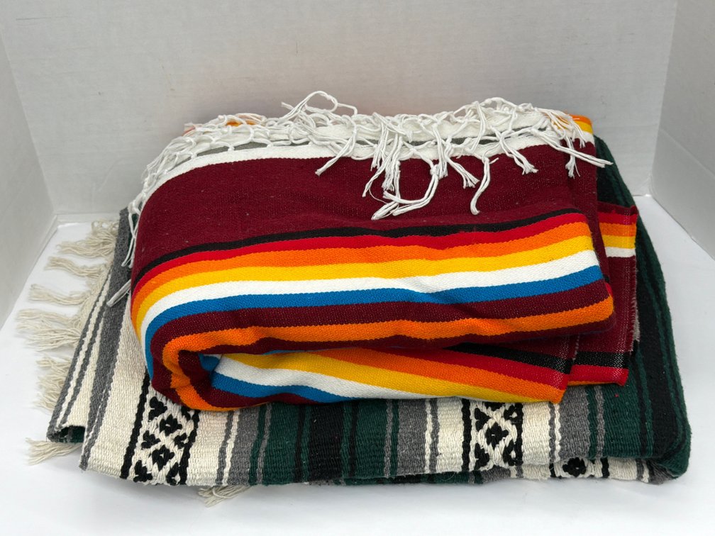 Mexican Style Fringe Edge Throw Blankets