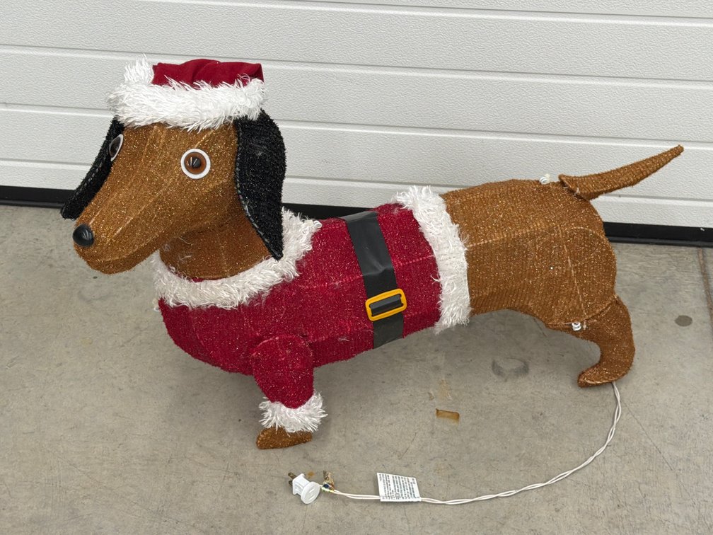 Lighted Tinsel Weiner Dog
