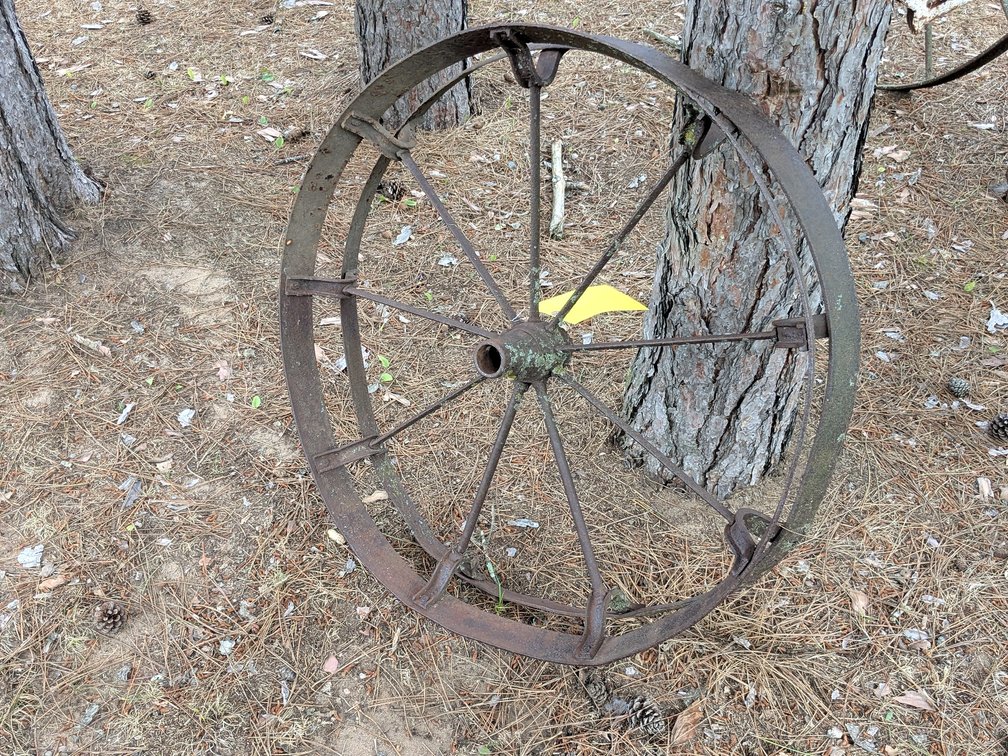 We think this 30" wheel closed the hill when planting potatoes.
