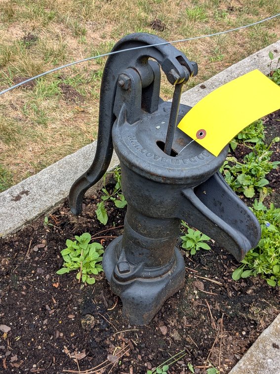 Counter top pitcher pump by M.A.Love Mfg Co of Rockford Ill is marked 2.  Measures 19" tall, handle