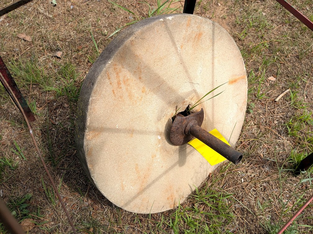 Old time grinding wheel is about 20" x 2".