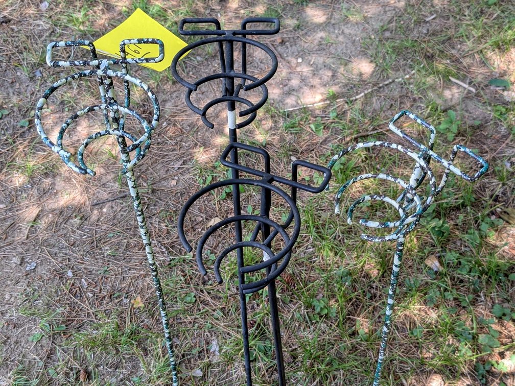 Four phone and drink holders for camping or the camp fire, stand 28" above ground.