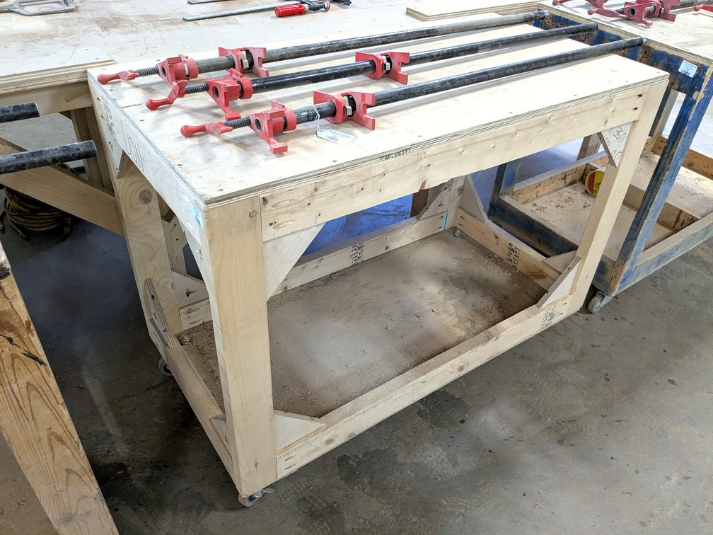 4' rolling work bench is about 2' x 3' high.