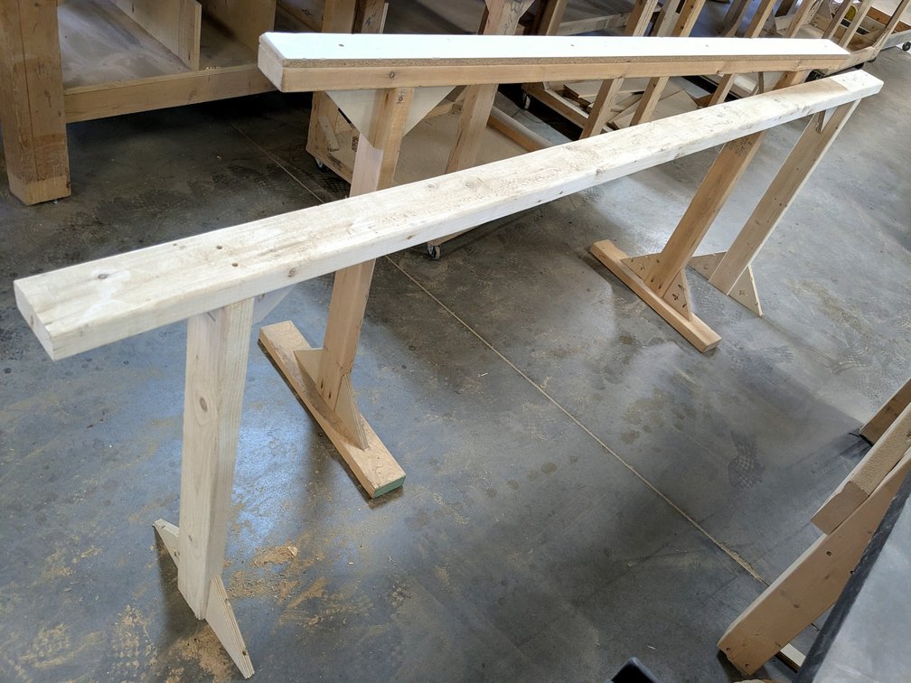 Two workbench extensions are 8' x 32-1/2" and 68" x 36".