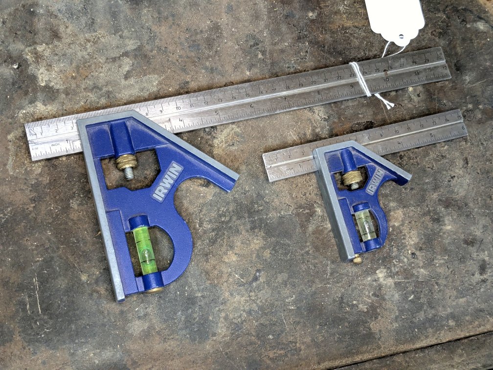 Two Irwin combination squares up to 6".