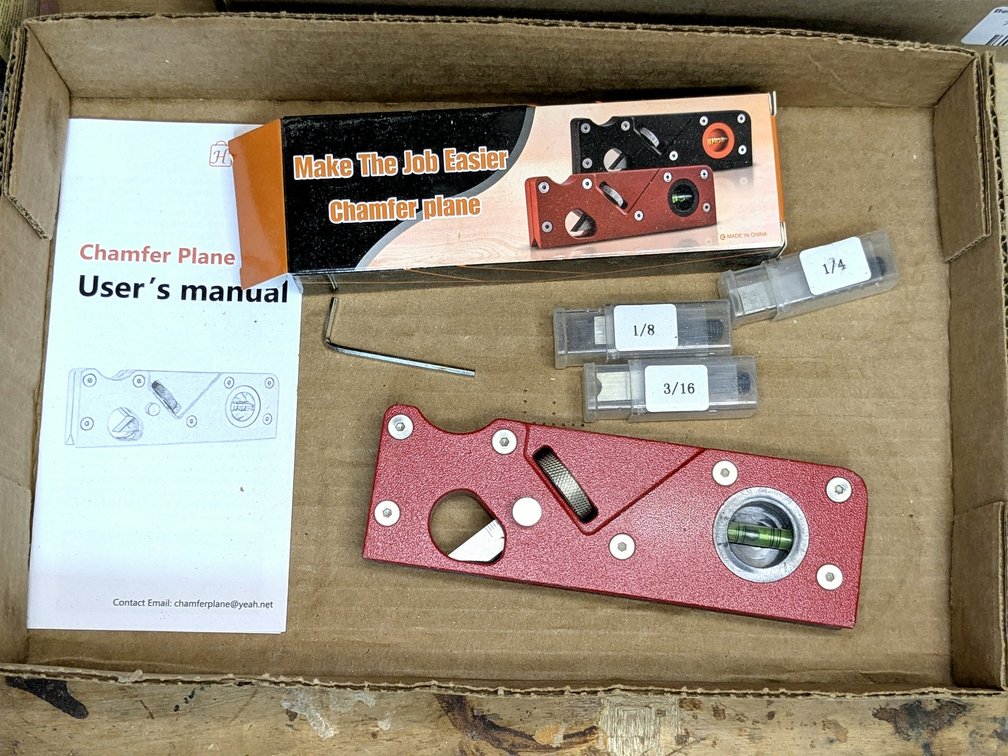 Chamfer plane is 6" long and comes with four bits.