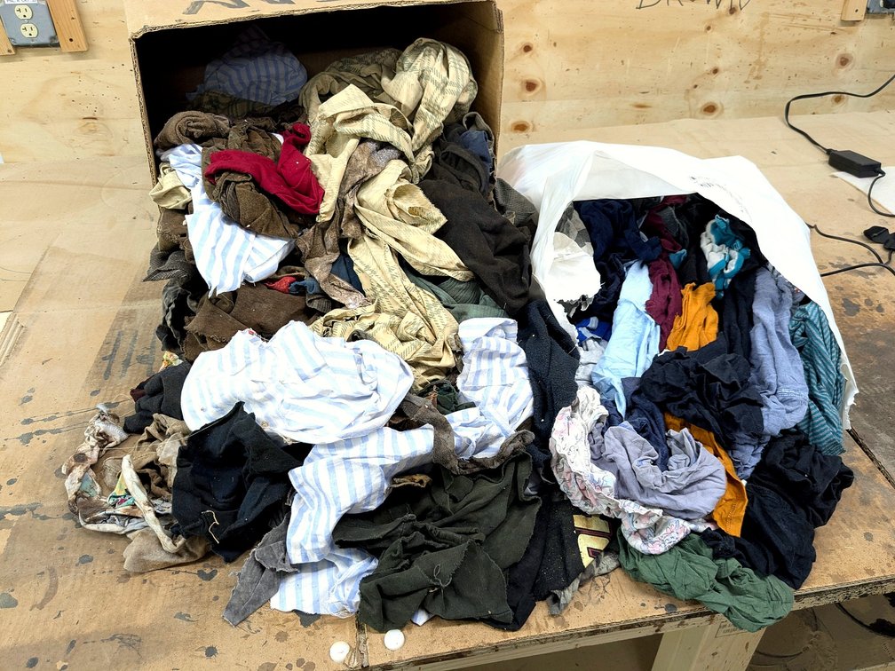 Shop rags, larger box is 17" wide.