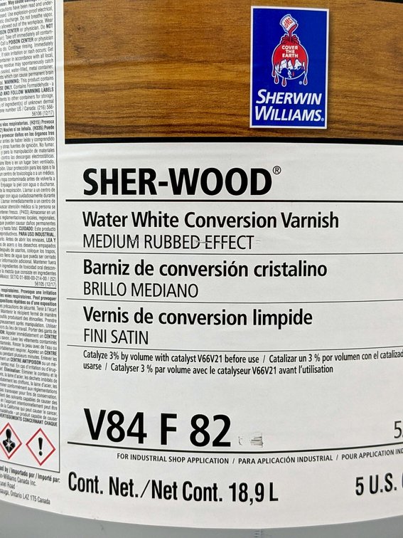 No shipping.  Sherwin Williams Water White conversion varnish, 5 gallon bucket feels full.