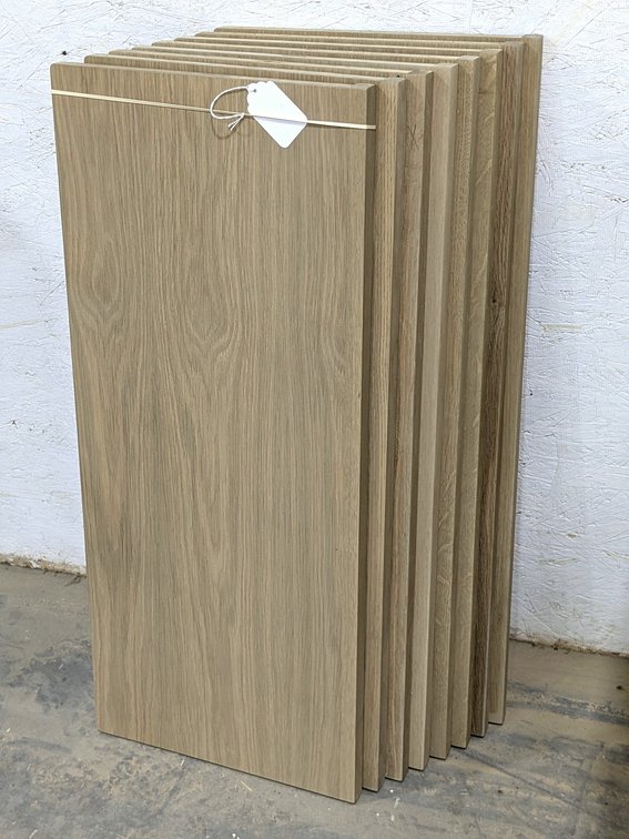 Eight wooden shelves measure 14-1/2" x 34" wide.