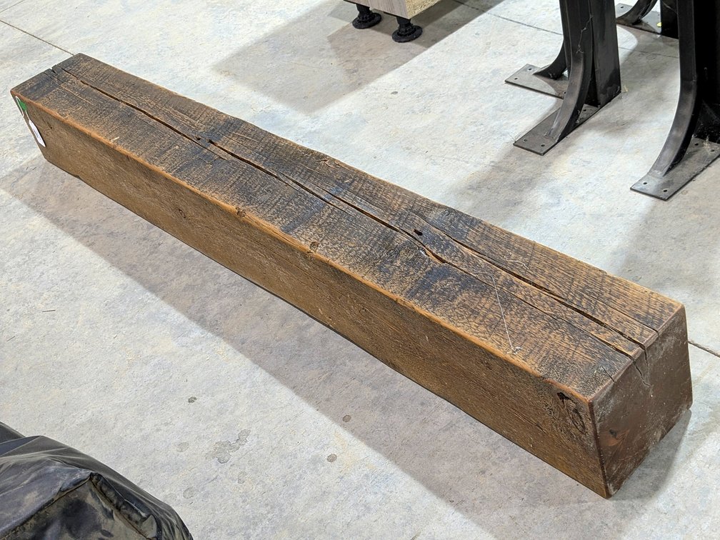 Rustic 8" wooden beam is 5-1/2' long.