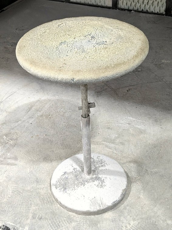 Painting turntable measures 18" and has adjustable height (currently 29").