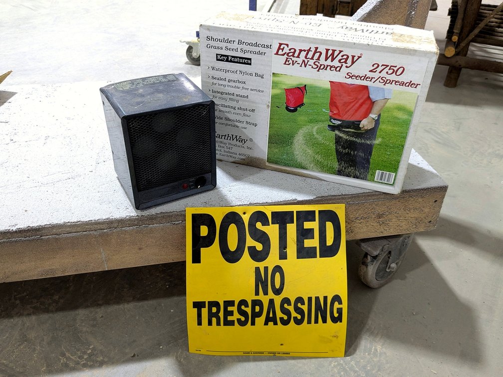 EarthWay seed spreader, heater and more.