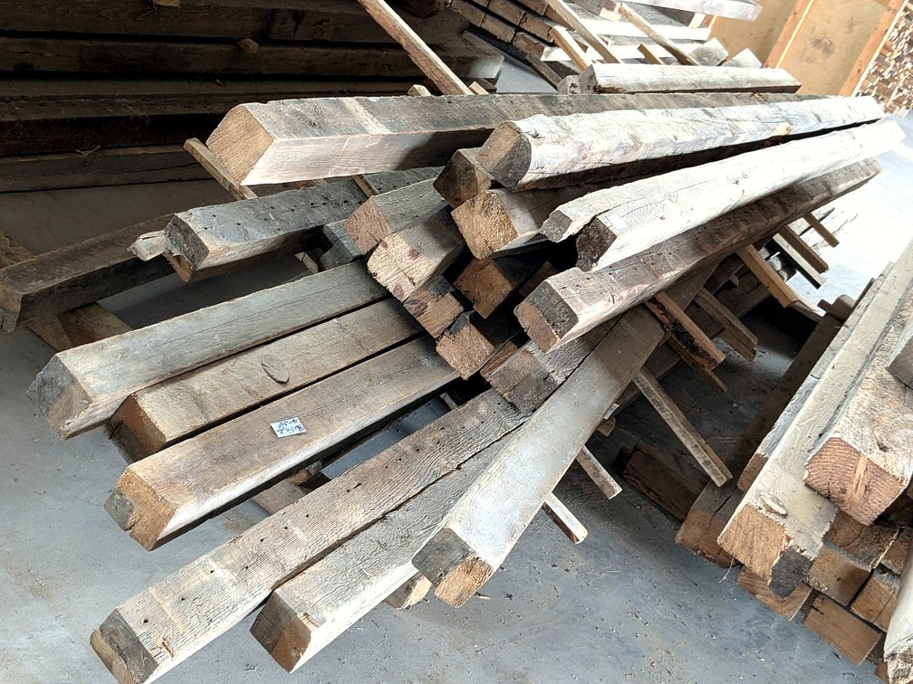 Reclaimed 4x4 barn beams up to 15'.