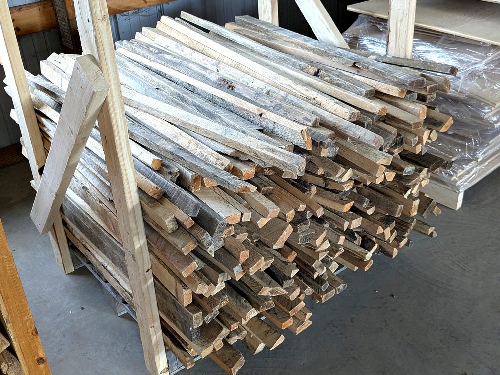 Rack of lumber drying stickers is about 4' x 4' and stickers are about 4' long.