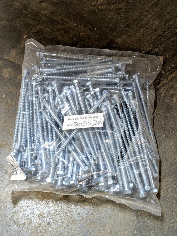 Tons of lag bolts measures 5" x 5/16".