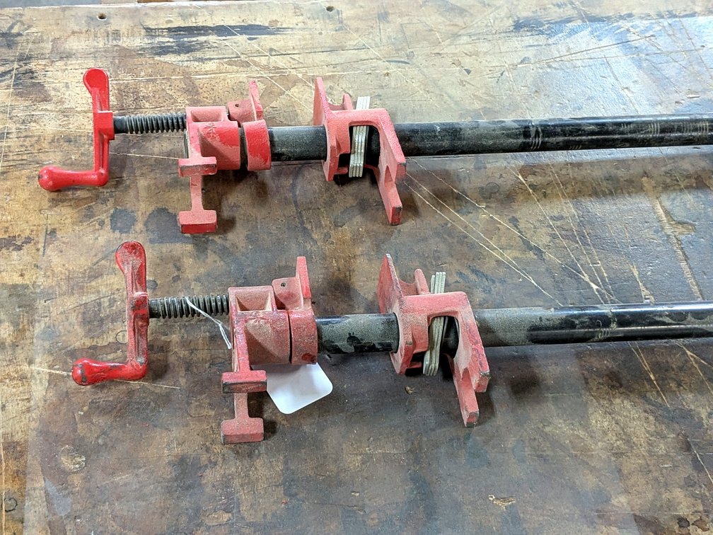 Two Bessey pipe clamps are 3/4" x 4'.